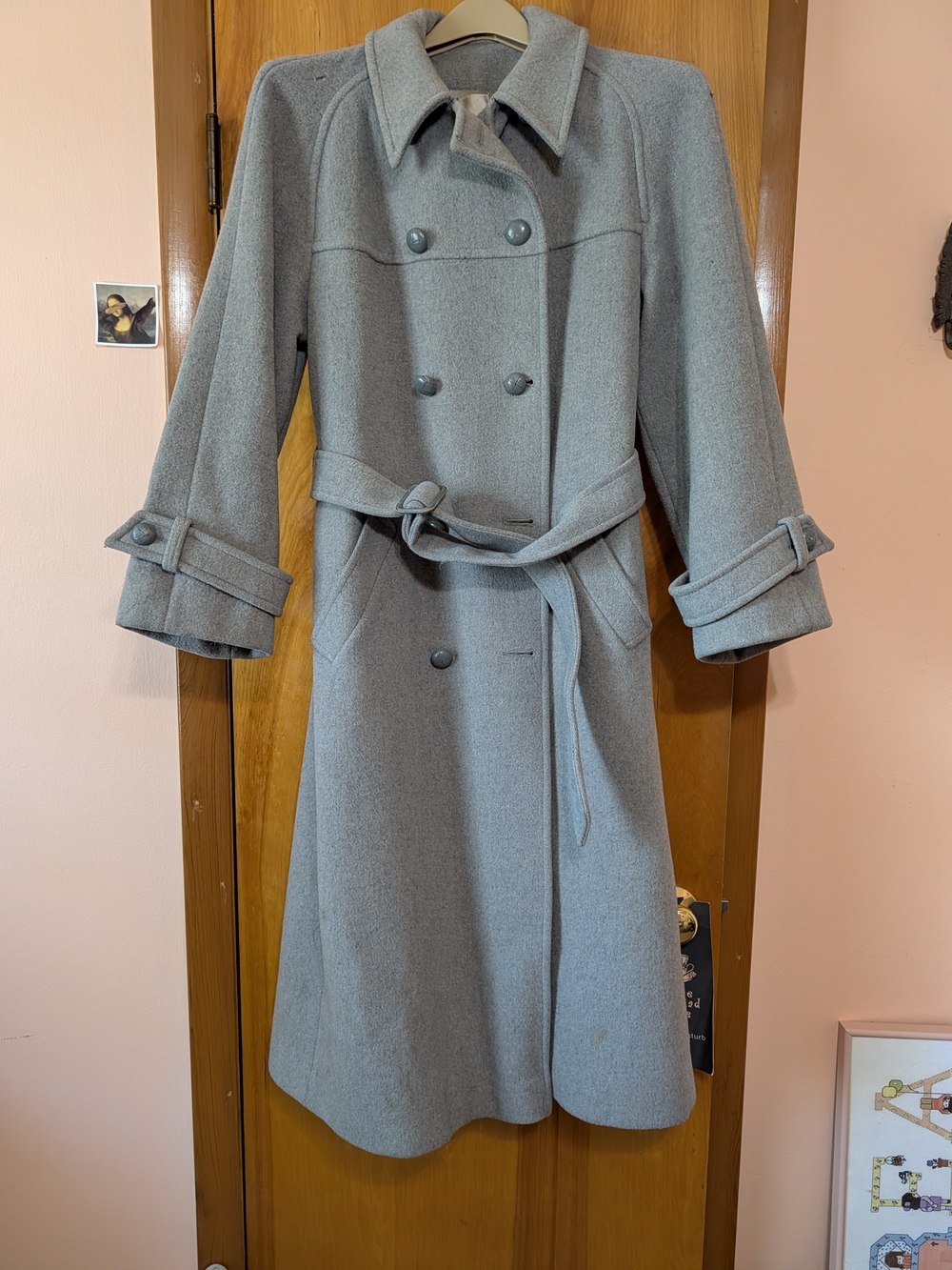 Vintage Pendleton Double-Breasted Wool Trench Coat in Light Gray
